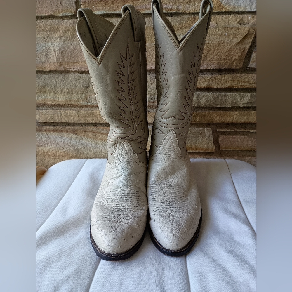 Tony Lama Cream Western Boots - Picture 2 of 7